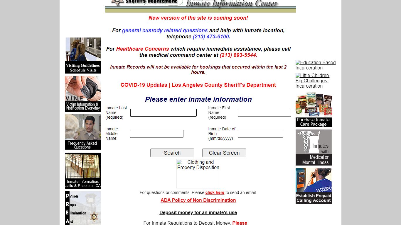 Los Angeles County Inmate Search